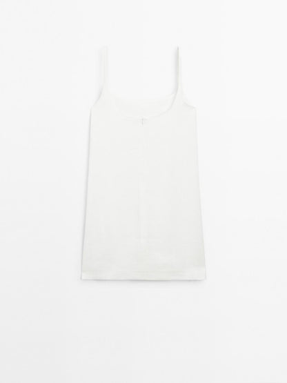 Strappy linen blend mini dress