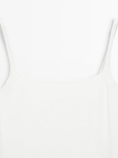 Strappy linen blend mini dress