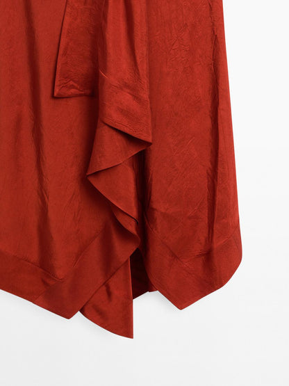 Flowing midi dress with ruffles