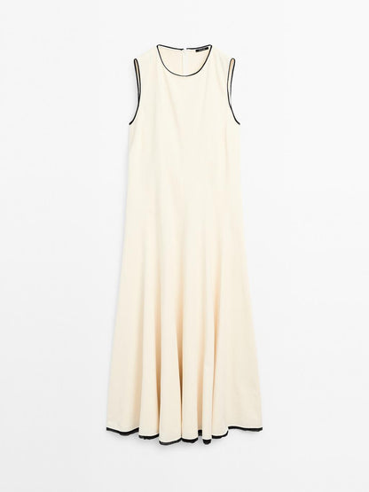 Flounce dress with contrast trims