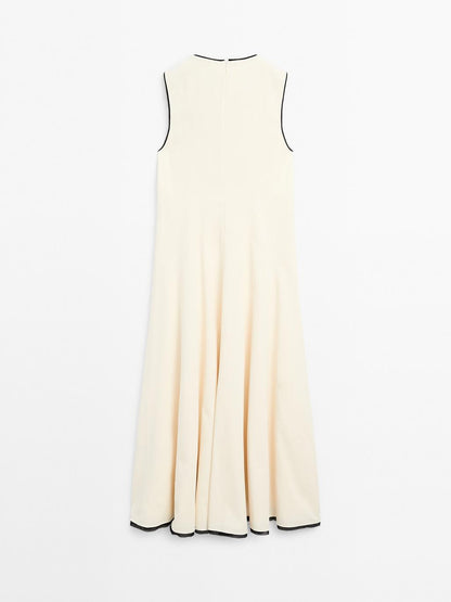 Flounce dress with contrast trims