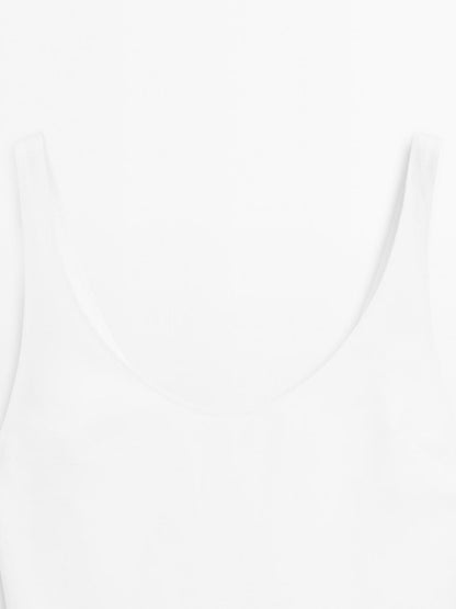 Cotton blend flounce midi dress