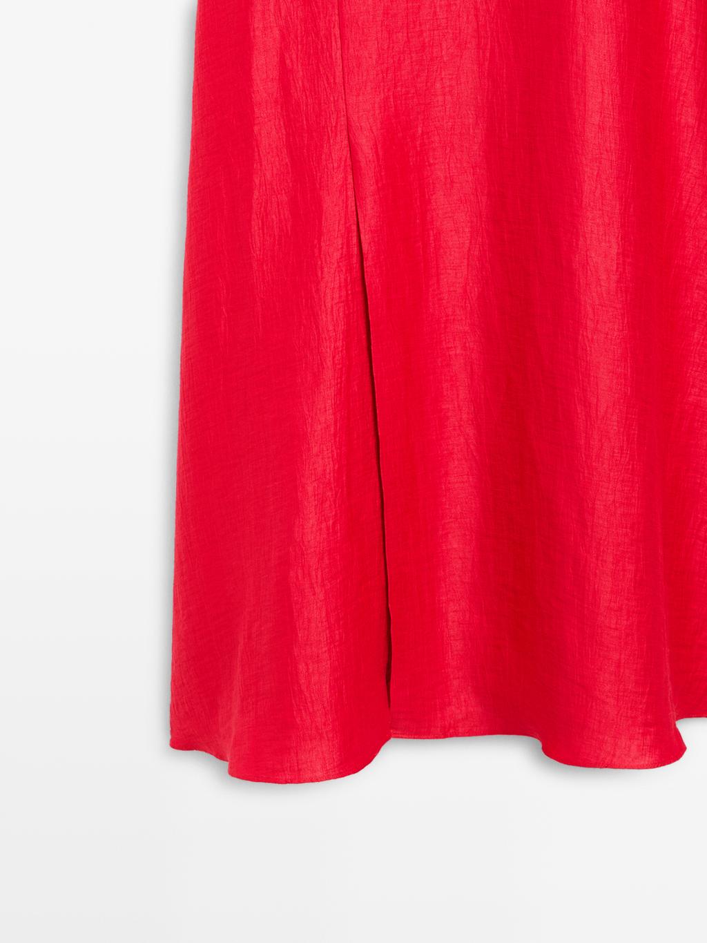 Linen blend double-layer midi dress