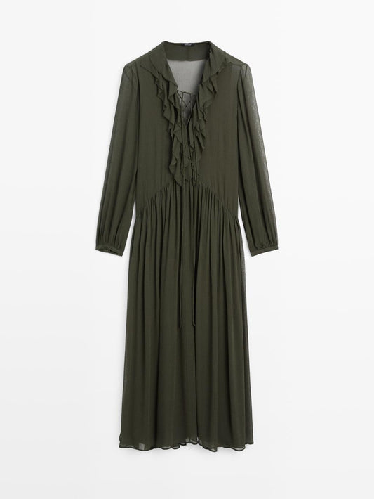 Long flowing dress with ruffle detail