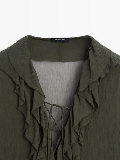 Long flowing dress with ruffle detail