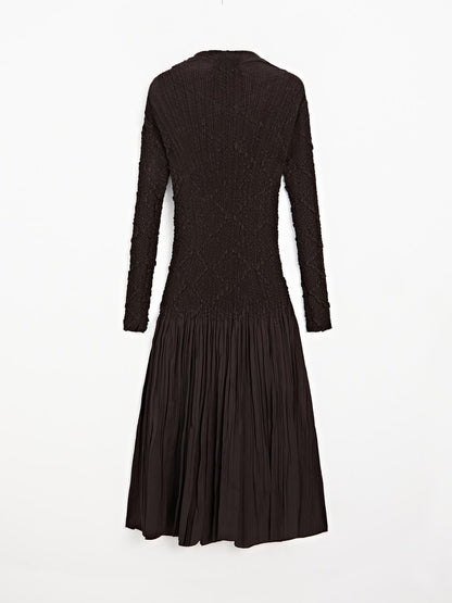 Long pleated stretch dress