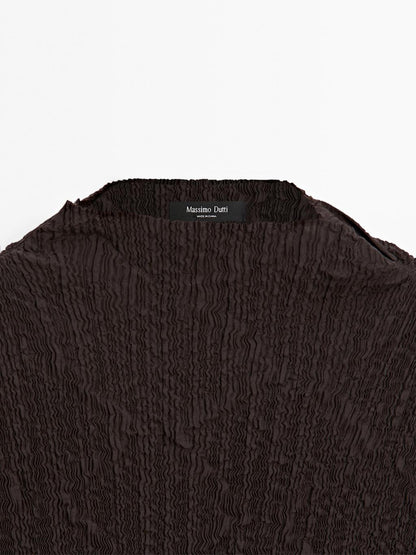 Long pleated stretch dress