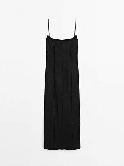 Strappy linen midi dress