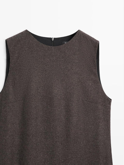 Herringbone mini dress with pockets