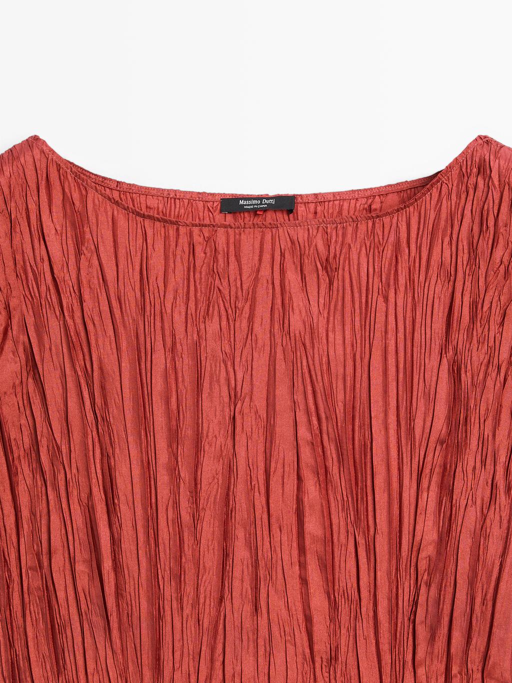 Long pleated satin dress