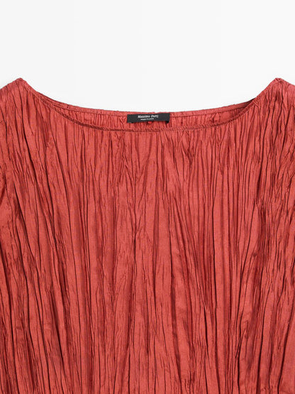 Long pleated satin dress