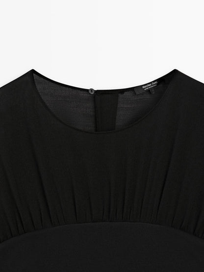 Contrast semi-sheer midi dress