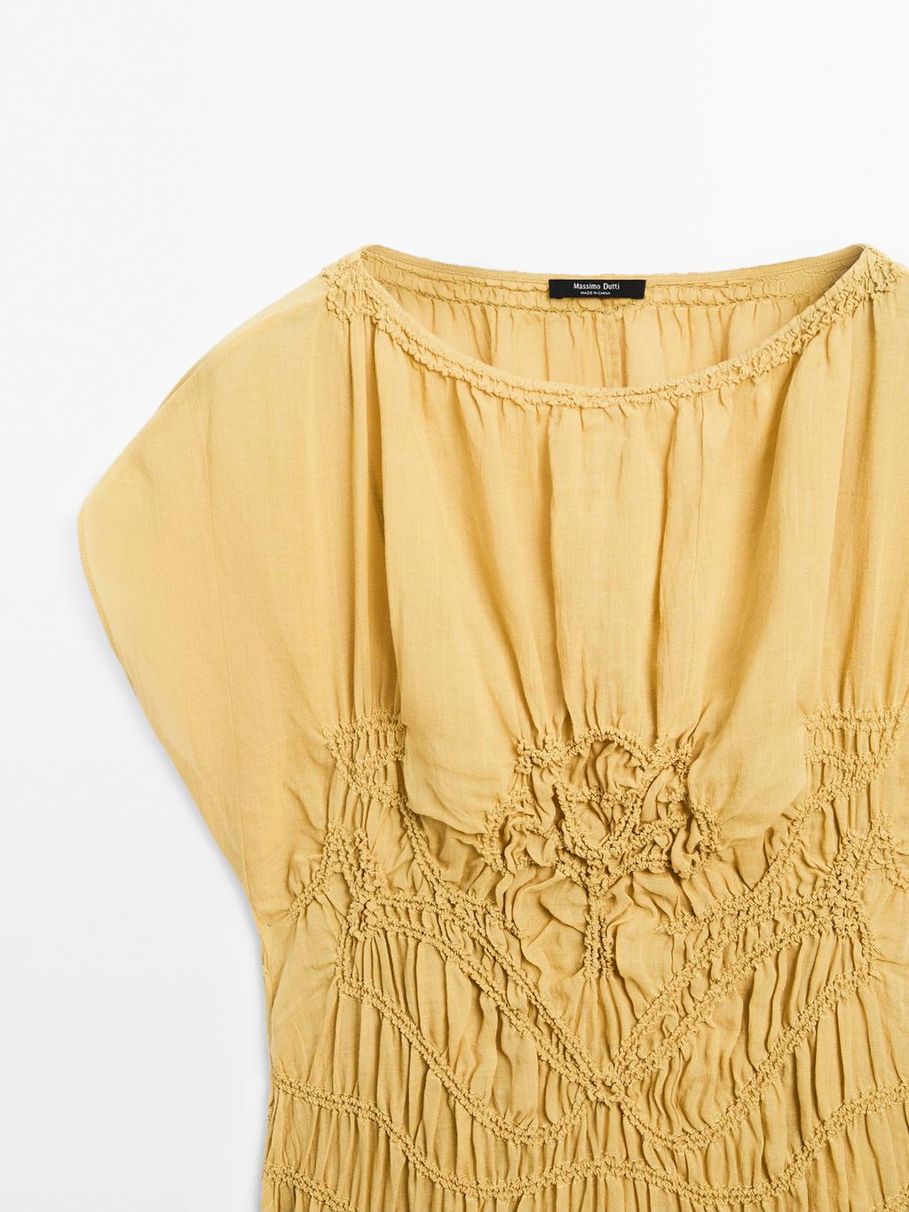 Midi dress with embroidered detail