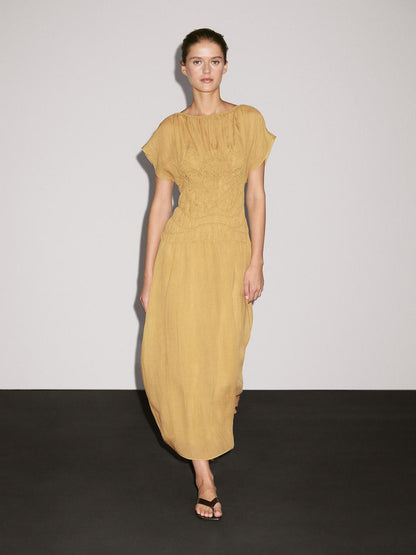 Midi dress with embroidered detail