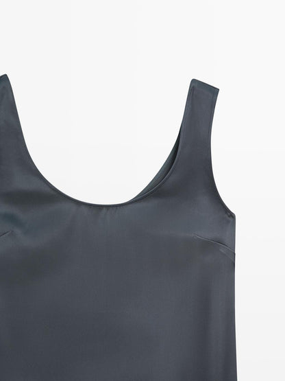 Short flowing satin dress