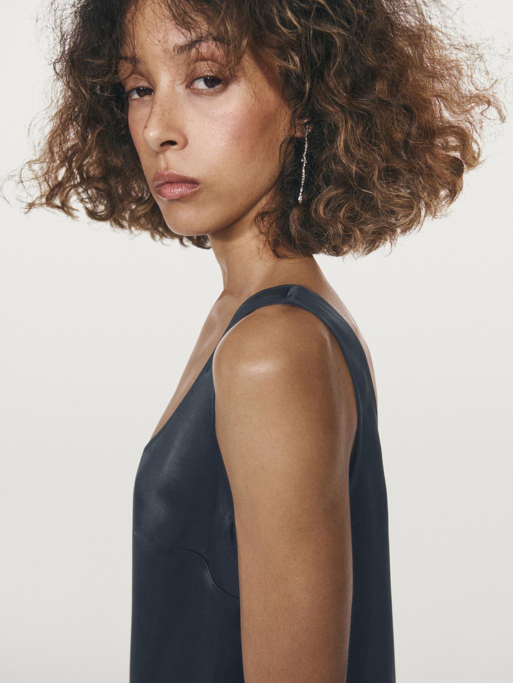 Short flowing satin dress