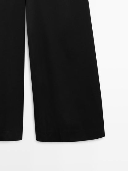 Flowing satin jumpsuit