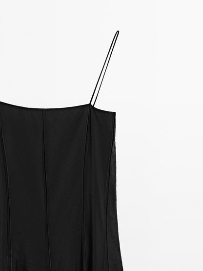 Flowing midi dress with godet detail