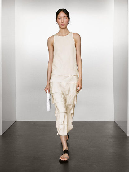 Long flowing dress with ruffles