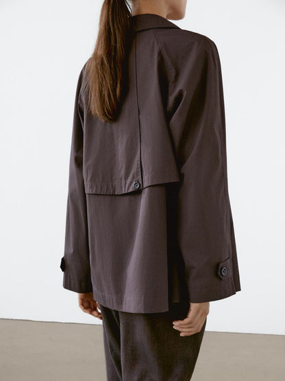Cotton blend trench coat with back detail