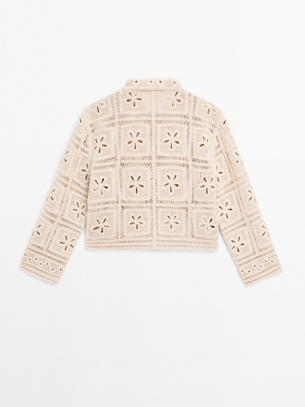 Embellished crochet cardigan