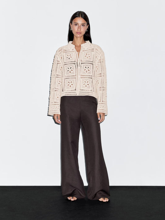 Embellished crochet cardigan