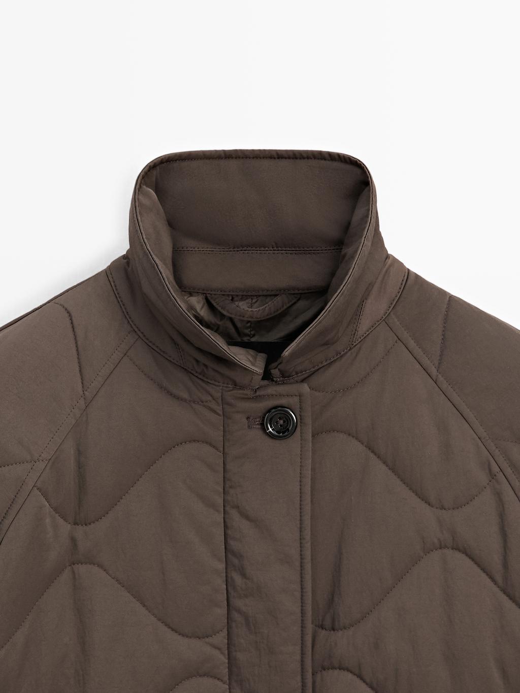 Long water-repellent puffer jacket