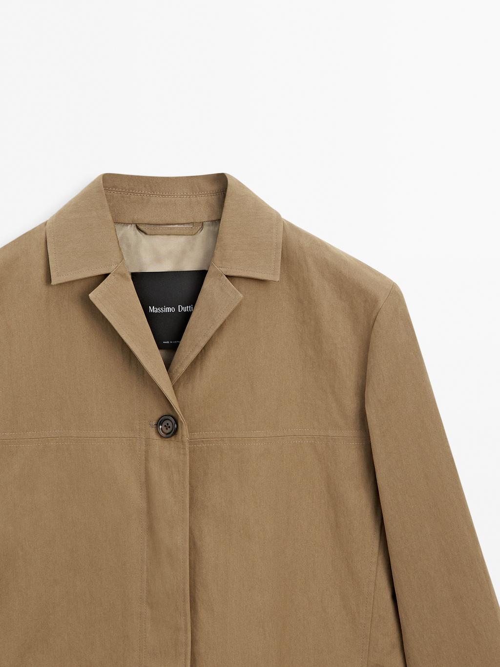 Cotton blend blazer with button detail