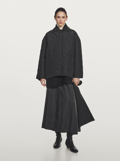 Water-repellent puffer jacket with scarf detail