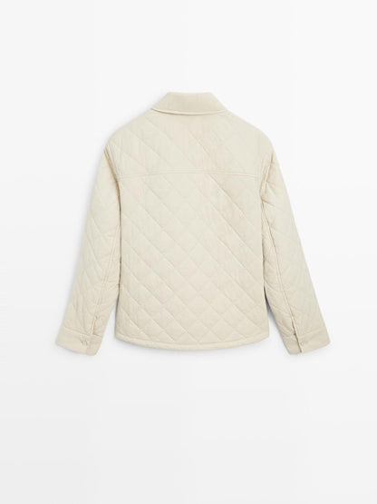 Short quilted jacket with shirt collar