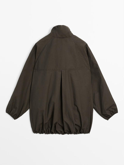 Cotton blend parka with puff detail
