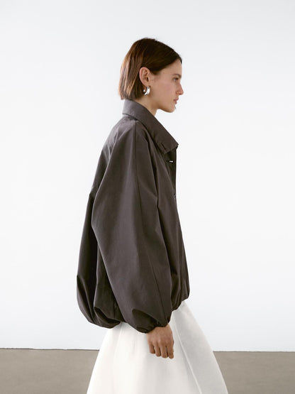 Cotton blend parka with puff detail