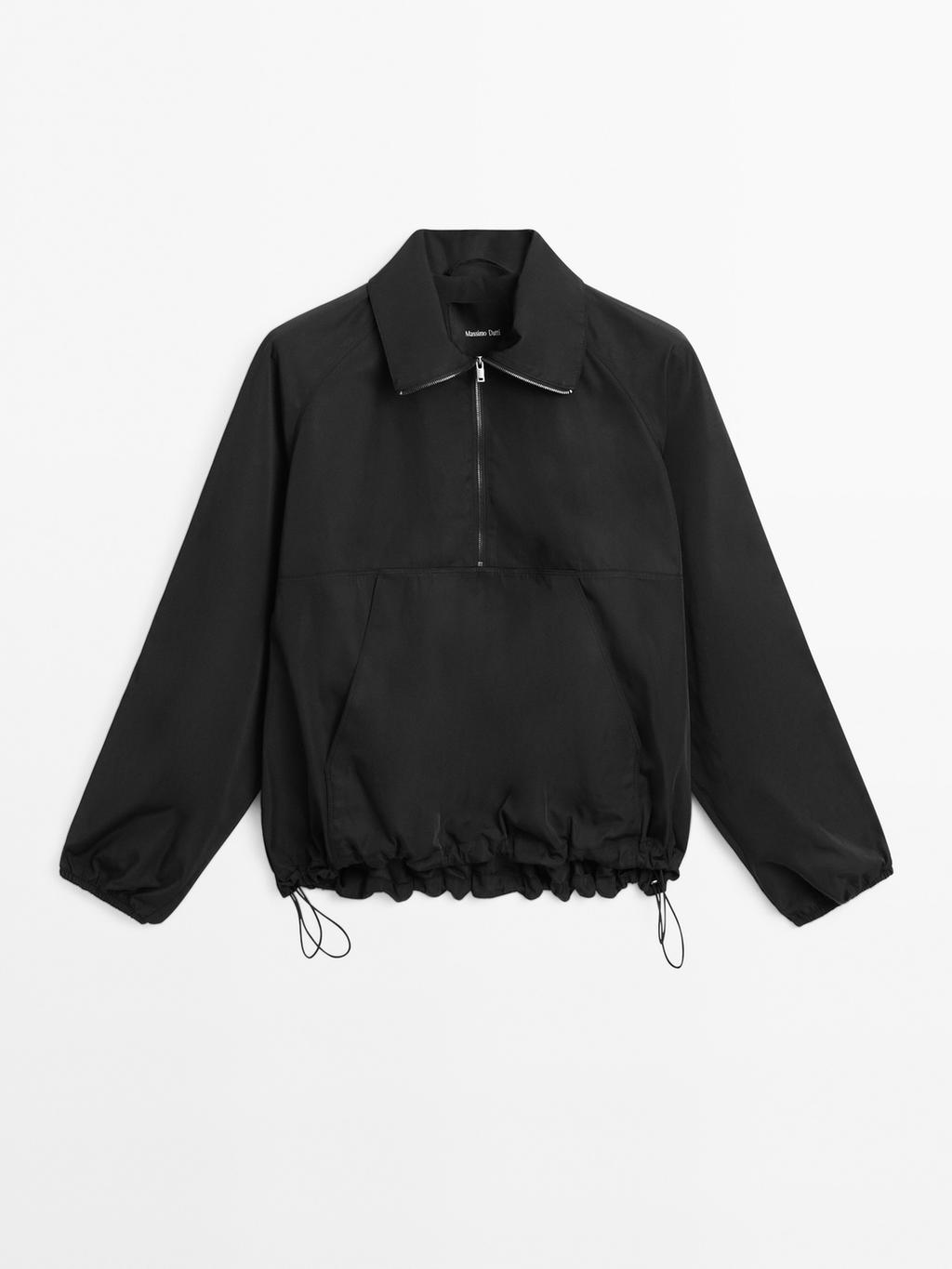 Technical fabric sweatshirt with zip detail