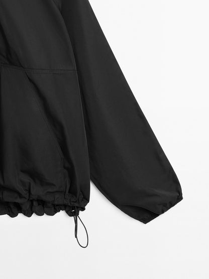 Technical fabric sweatshirt with zip detail