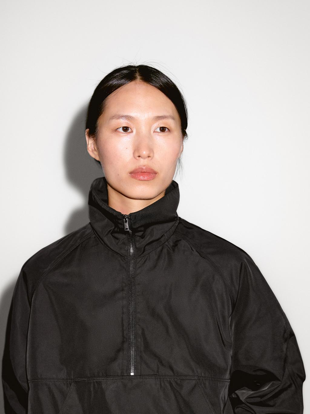 Technical fabric sweatshirt with zip detail