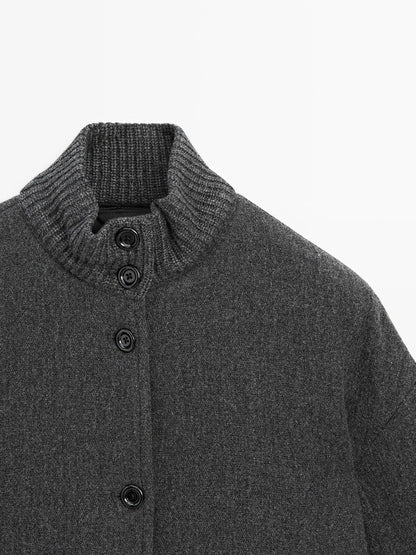 Wool blend bomber jacket