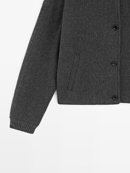 Wool blend bomber jacket