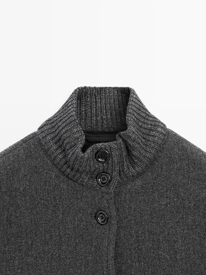 Wool blend bomber jacket