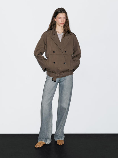 Short trench coat with belt detail