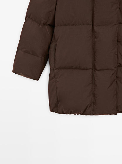 Water-repellent hooded puffer jacket