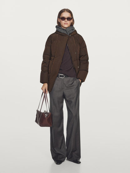 Water-repellent hooded puffer jacket