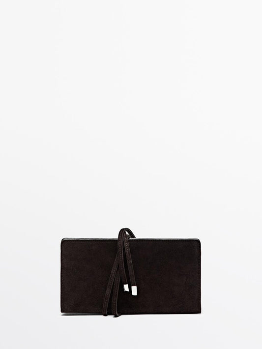 Split leather handbag