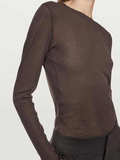 100% cotton semi-sheer T-shirt with collar detail