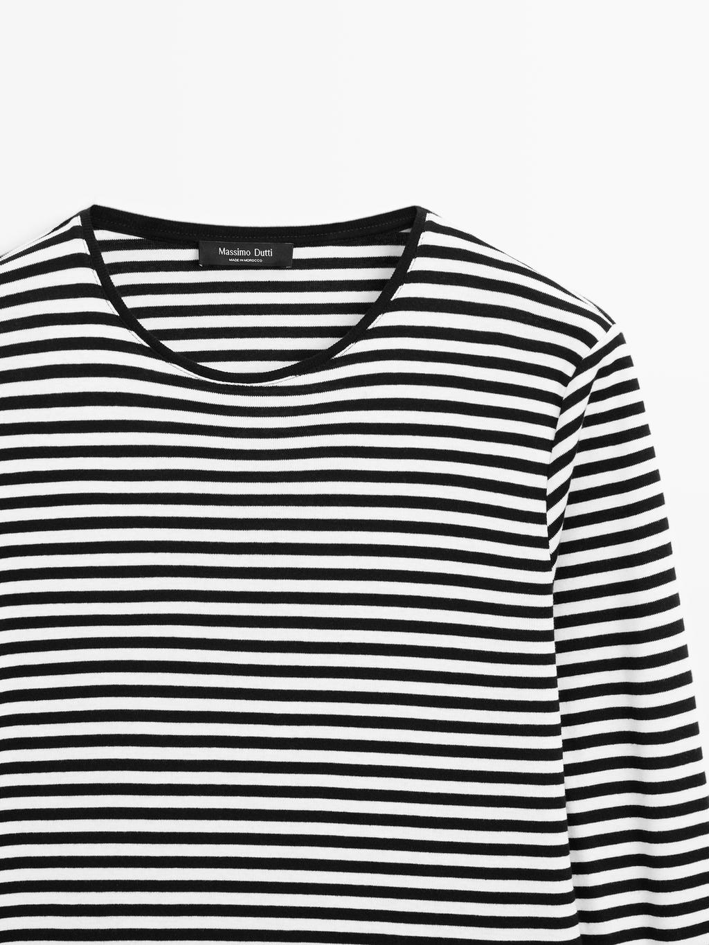 Striped long sleeve T-shirt with contrast detail