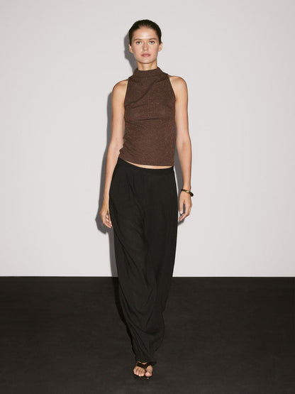 Metallic-effect halterneck top