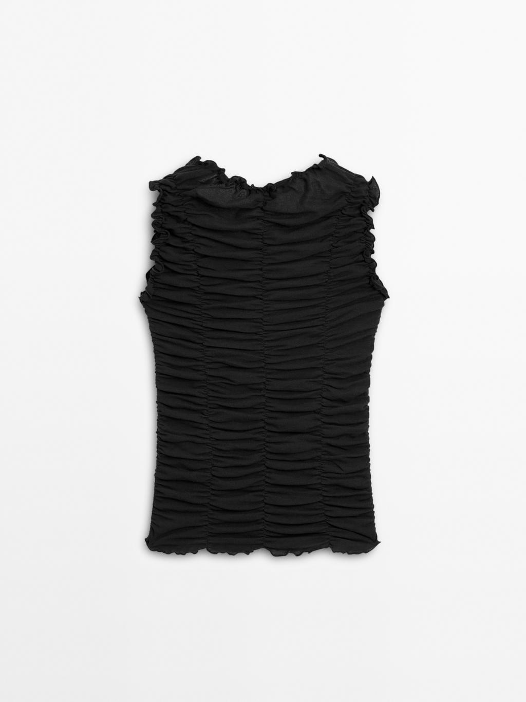 Creased-effect cotton top