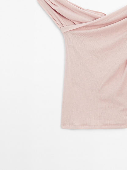 100% cotton surplice boat neck top