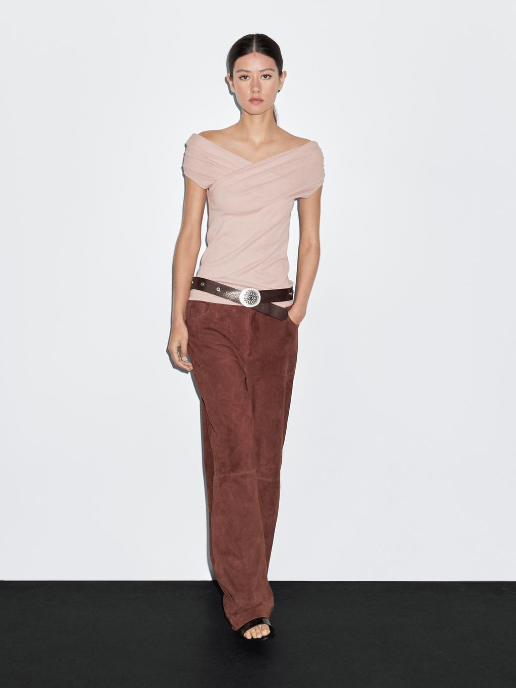 100% cotton surplice boat neck top