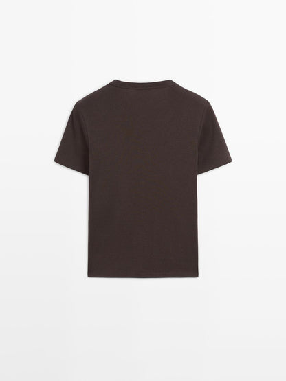 100% cotton V-neck T-shirt