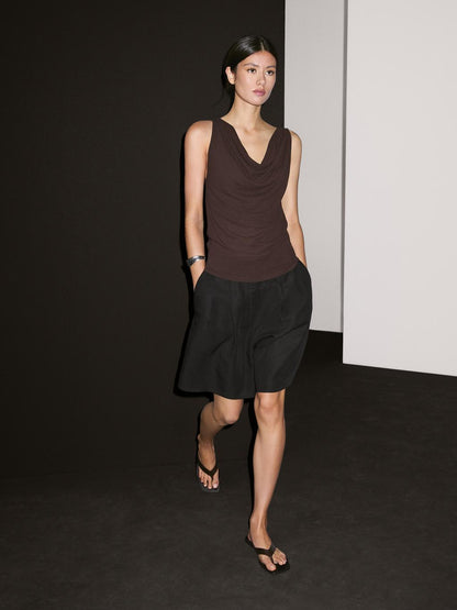 100% cotton top with draped neckline